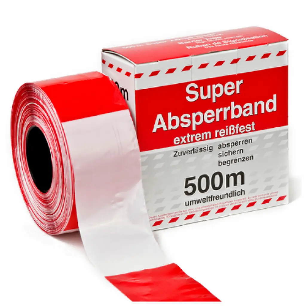 Absperrband 500 mtr. im Karton Extrem Reißfest mit aufdruck